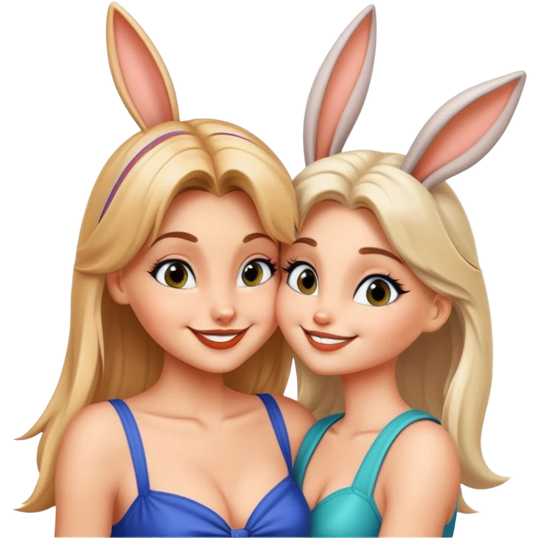Lola bunny kissing bugs bunny as a human emoji