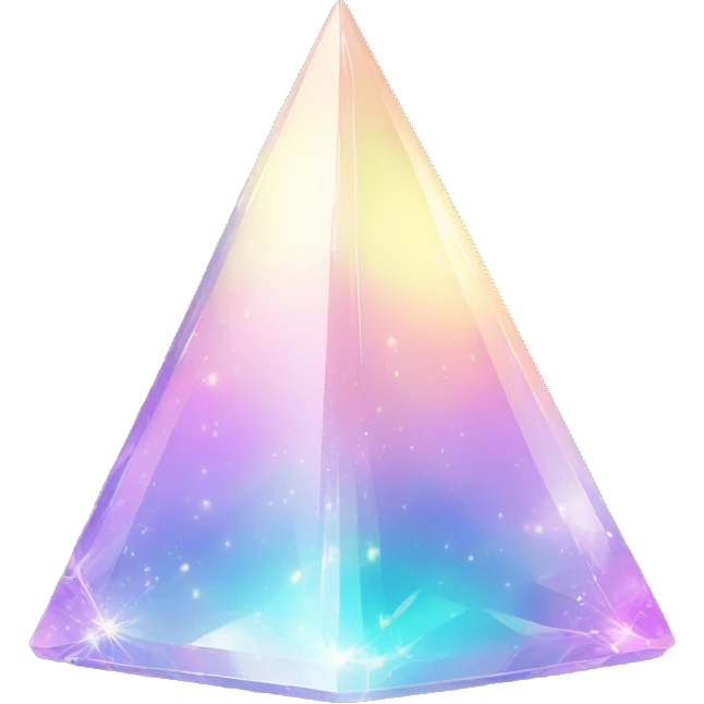 Sparkly glossy Pastel iridescent glass crystal pyramid emoji