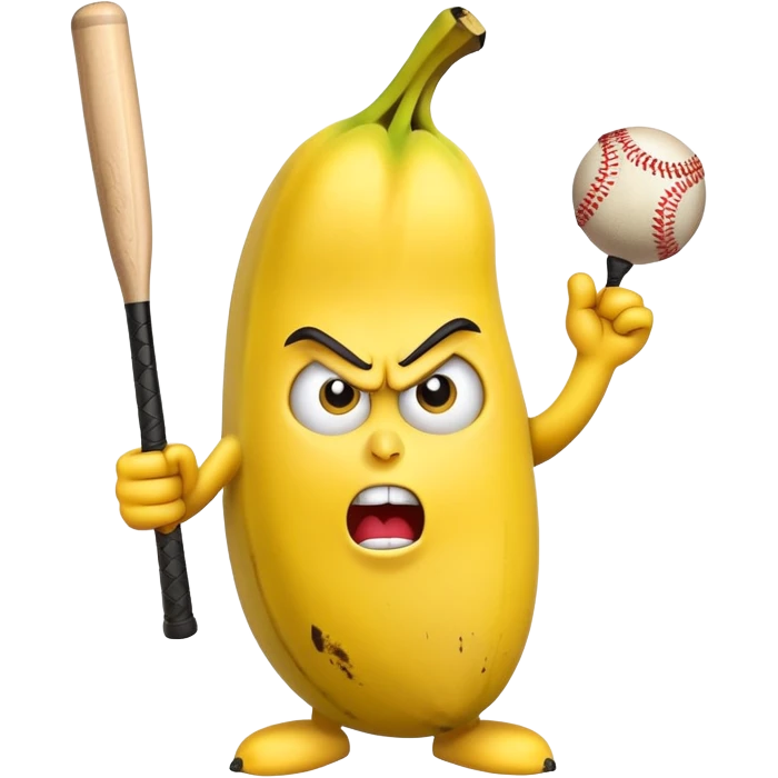 Angry banana with a baseball bat emoji