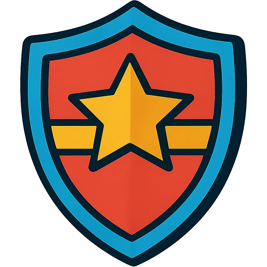 stylized cartoon shield with bold colors and simple shapes emoji