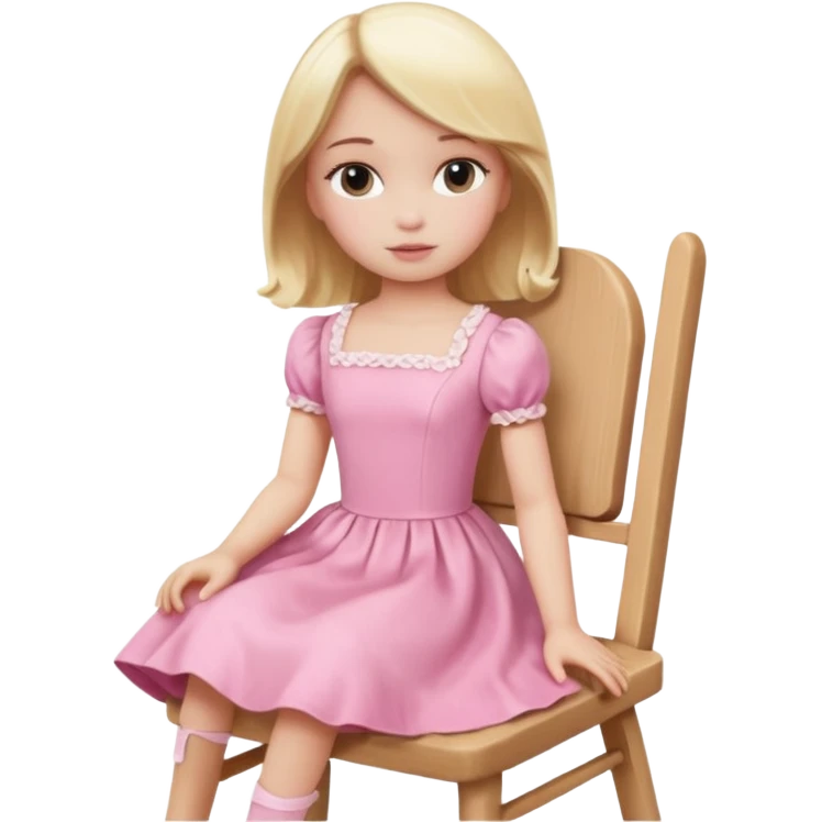 Blonde Doll wearing pink sitting On The Chair  emoji