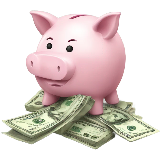 Piggy bank with dollar bills emoji