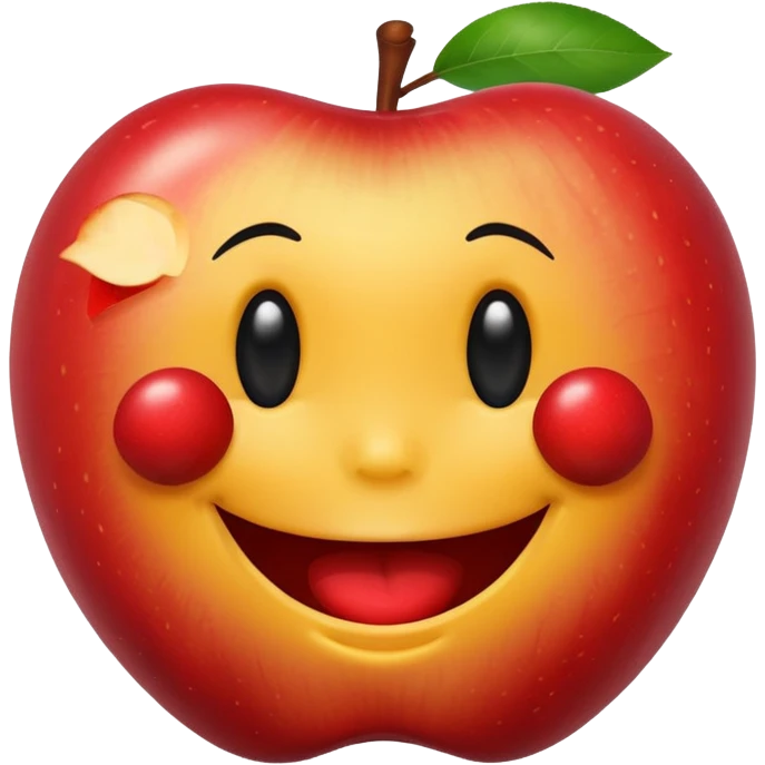 smiley face eats apple emoji