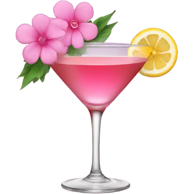 Cocktail with pink flowers emoji