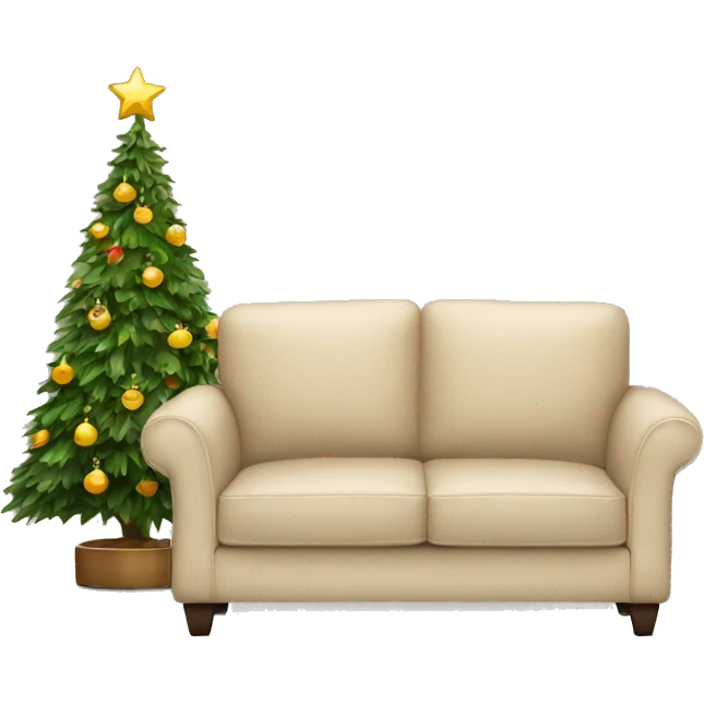 beige sofa and christmas tree emoji