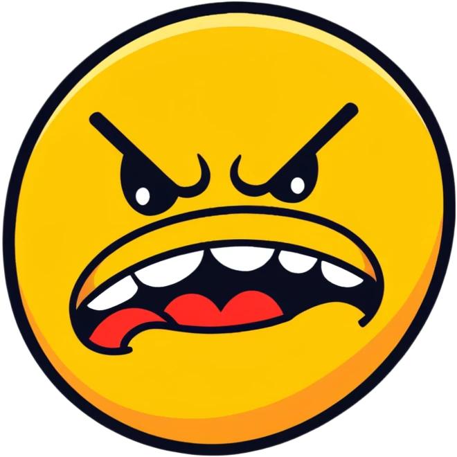 ugly rage emoji with over-the-top angry expression and asymmetry emoji