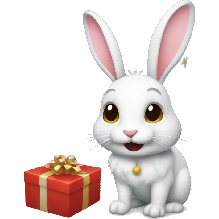 Rabbit with a present at Christmas emoji