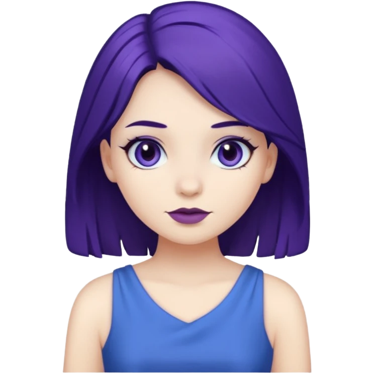 dark purple hair, white skin and blue dress girl  emoji