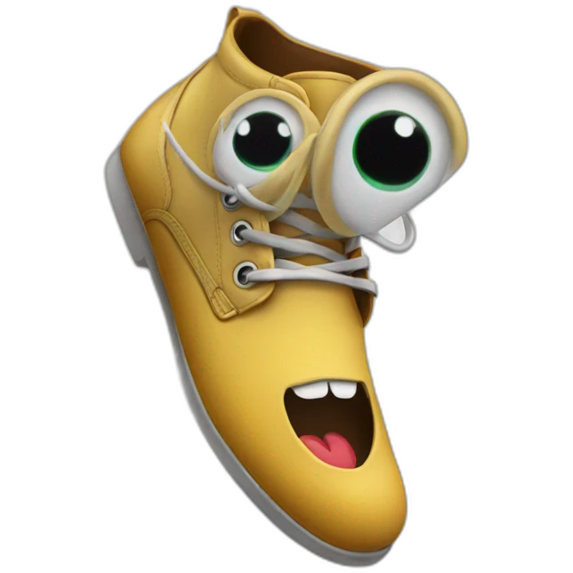 A shoe with eyes and a mouth emoji