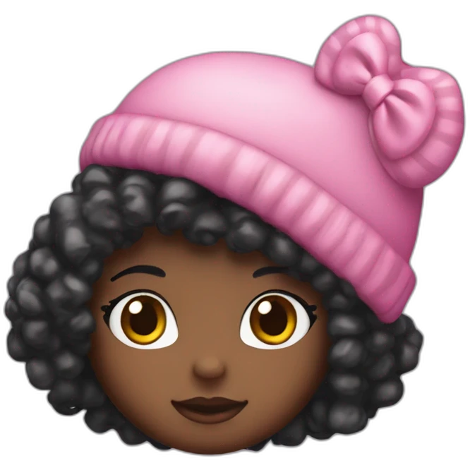 Hello kitty con gorro black girl with curly hair emoji
