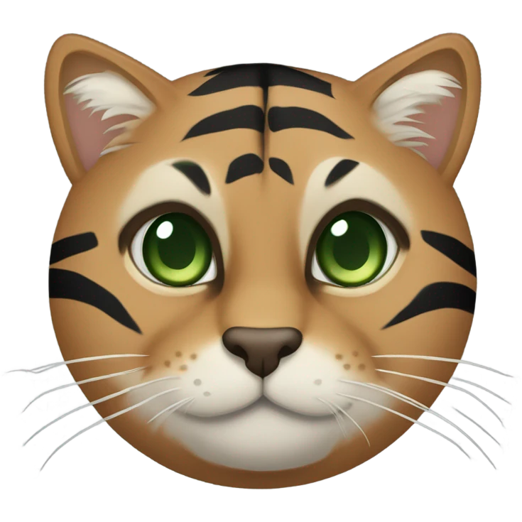 Brown tiger cat with green eyes emoji