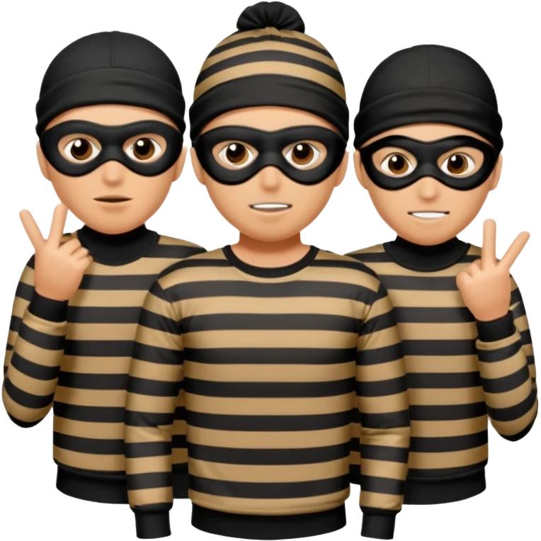 A 3 theif robbers emoji,Stripped shirt,eye mask, black head. emoji