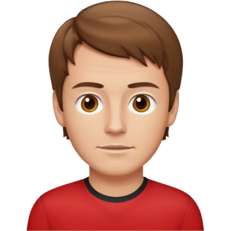 Murray Cook light brown hair, brown eyes, red shirt emoji