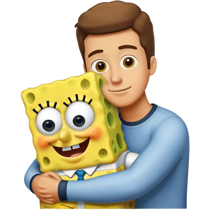 ethan slater hugging spongebob emoji