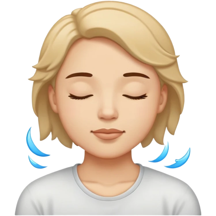 person relaxing with eyes closed enjoying a pleasurable breeze on their face emoji