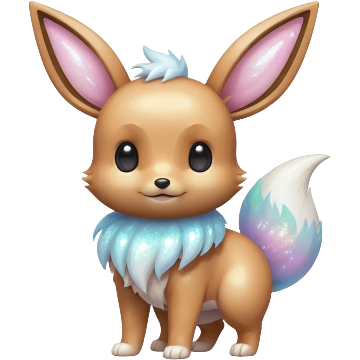 Kawaii Shiny Glossy Glassy Pastel Iridescent Albino White Glittery Eevee Full Body emoji