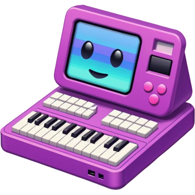 Necesito botones para un reproductor de música, los botones tienen que mezclar un estilo pixel art con vaporwave y usar como coló principal un morado. emoji