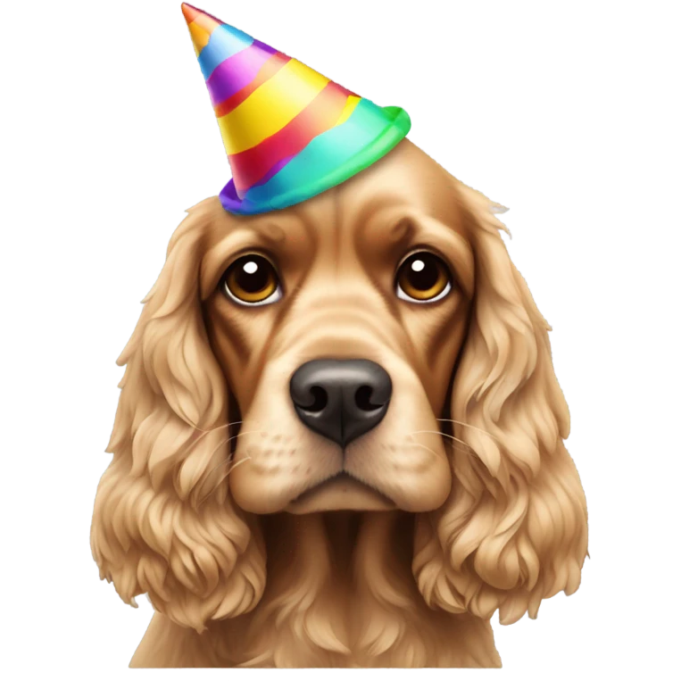 cocker spaniel with party hat emoji