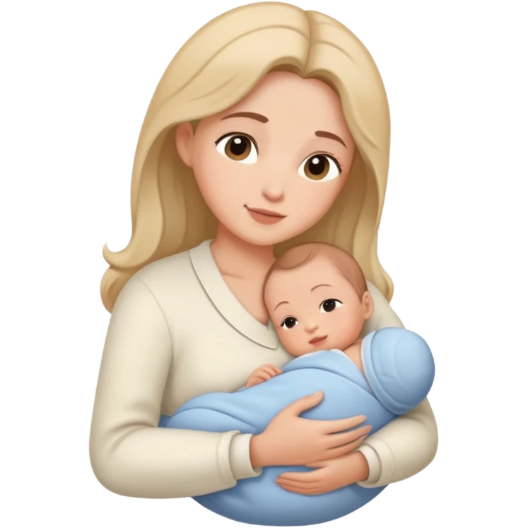 Mother cradling and nursing infant, caring pose emoji