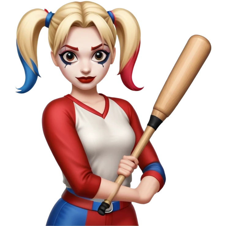 Harley Quinn with a baseball bat emoji