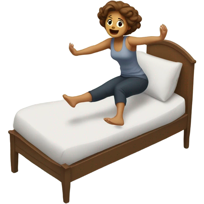 Woman falling from bed to floor emoji