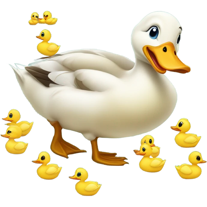 Duck eggs hatching with mama duck and both baby ducks and mama duck opening their mouth excitedly and happily emoji