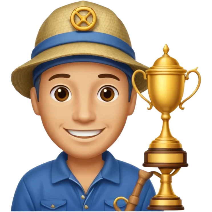 fisherman with a trophy cup, smiling emoji