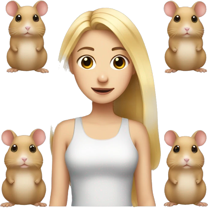 blonde girl and three hamster emoji