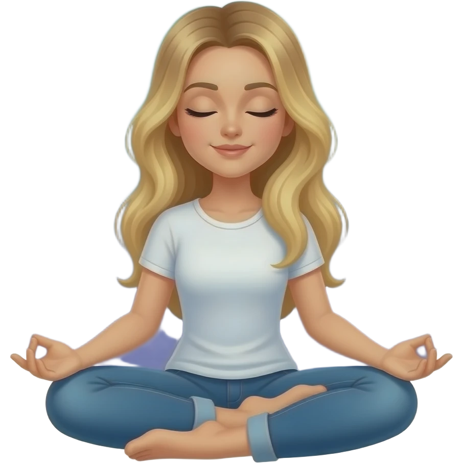 That she be blonde with a sleek balayage and that her eyes be closed as if meditating like a Buddha and stars in the background emoji