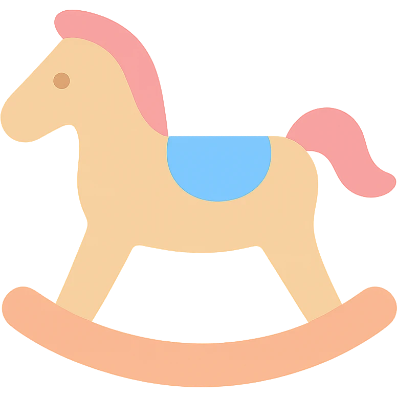 rocking horse, color icon style, soft pastel colors, playful and friendly emoji
