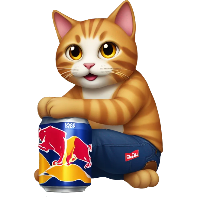 Cat drinking Red Bull  emoji