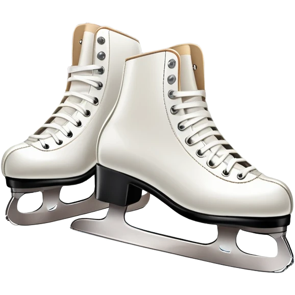 An icon featuring a pair of elegant figure skates resting on scratched, worn ice. In the background, cheering spectators fill the stands of a grand stadium, creating a vibrant atmosphere. Transparent background highlights the essence of figure skating performance emoji