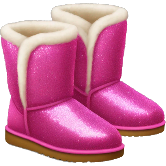 Realistic hot pink glitter and fur Ugg boots. emoji