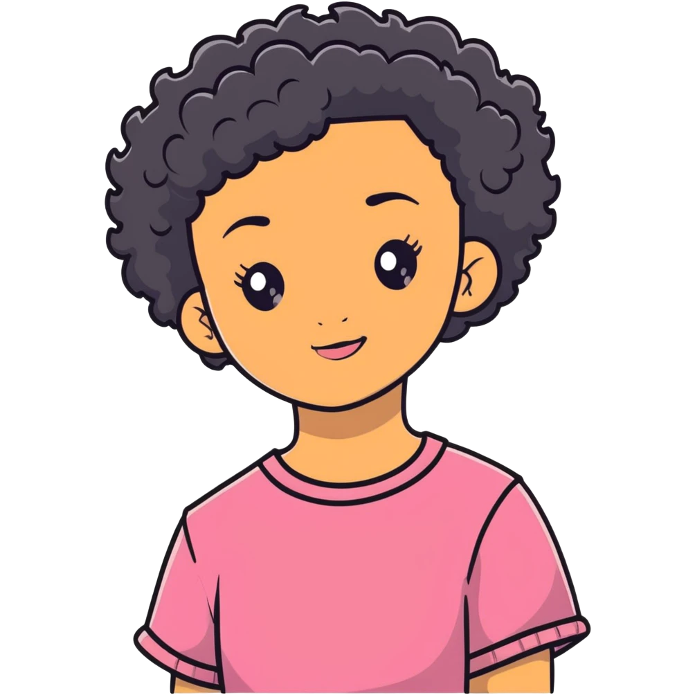 mixed-race girl with shaved curly black hair emoji