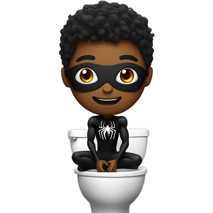 Black Spider- Man in a toilet emoji
