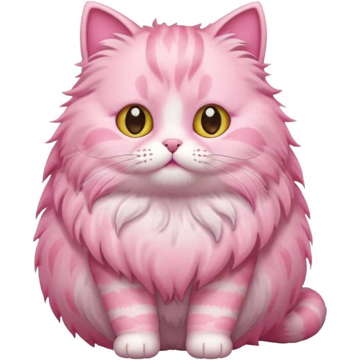 cute pink cat, full body. different body shape. emoji