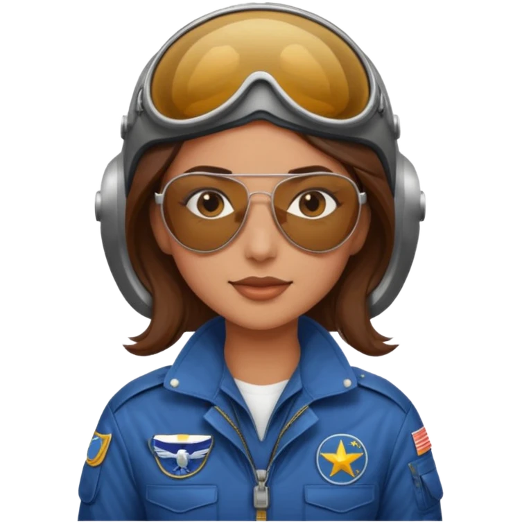 A female pilot with medium skin and tied-back brown hair emoji