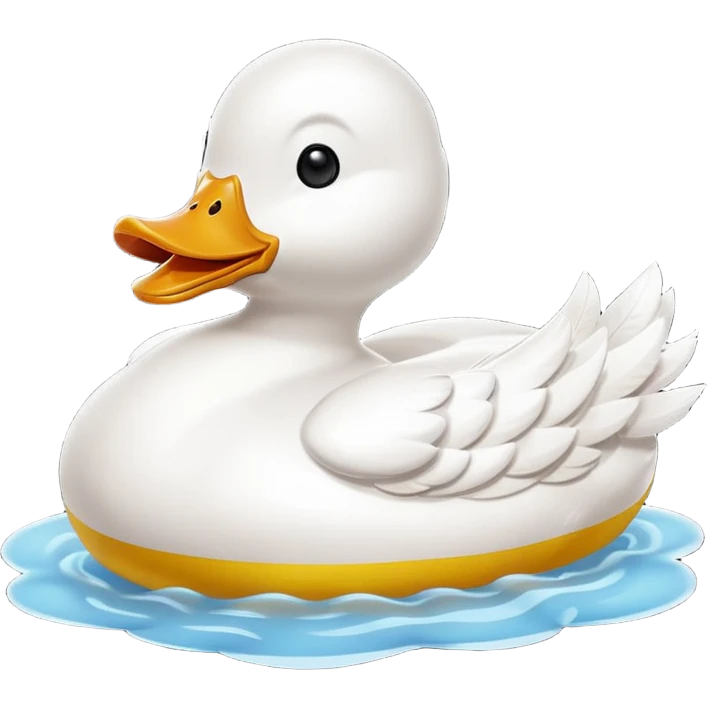 A duck wearing a rubber duck floaty emoji