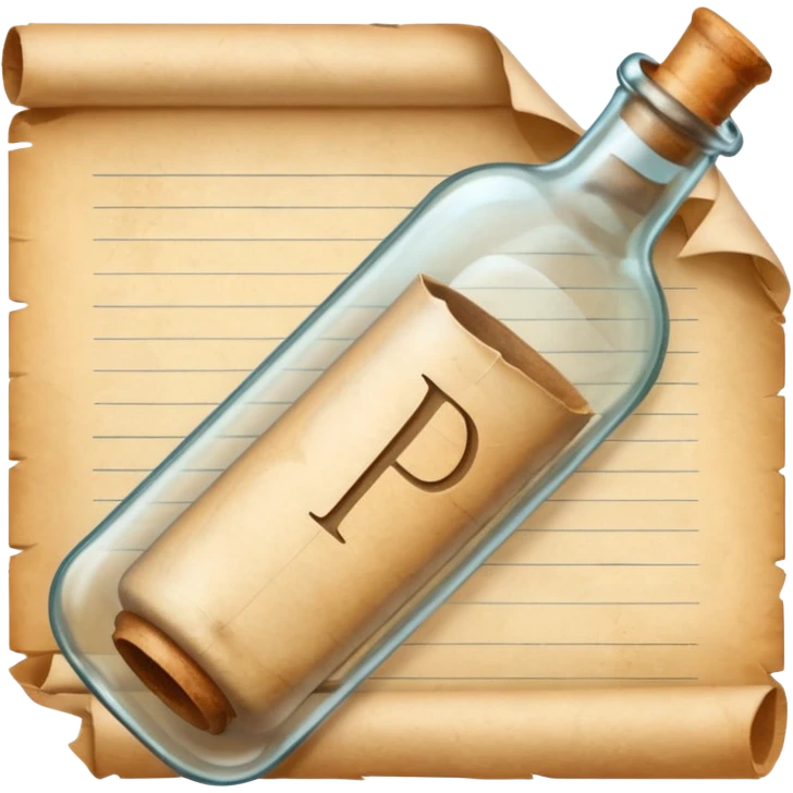 A Message Bottle, letter inside emoji