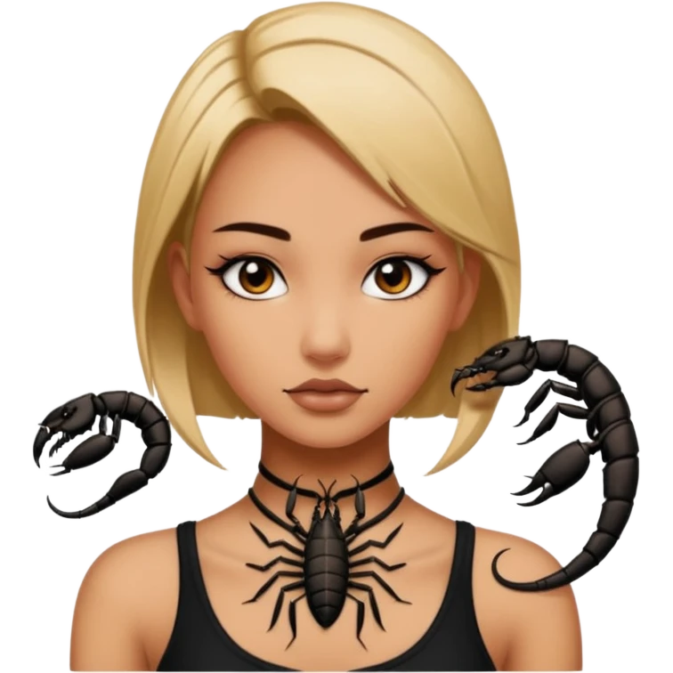 Scorpion Tattoo on the girl neck, emoji