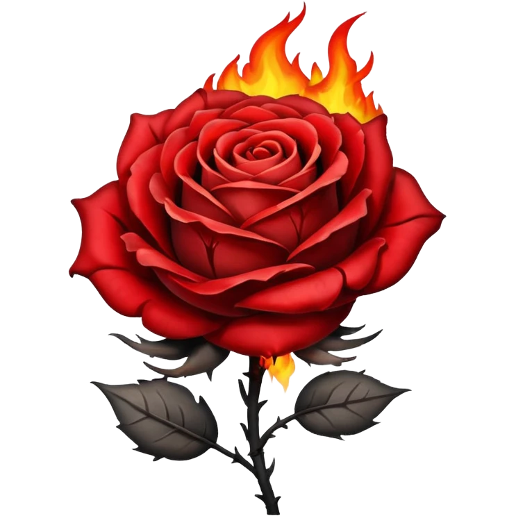 Dead Red rose on fire  emoji