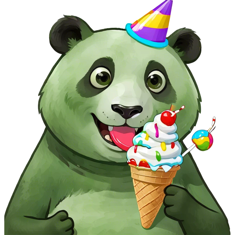 Panda eating ice cream emoji