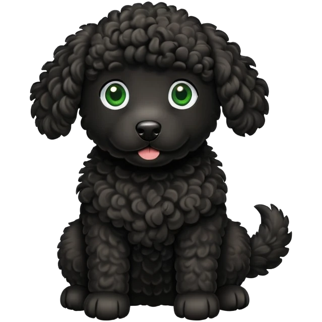 Green eyed black doodle dog emoji