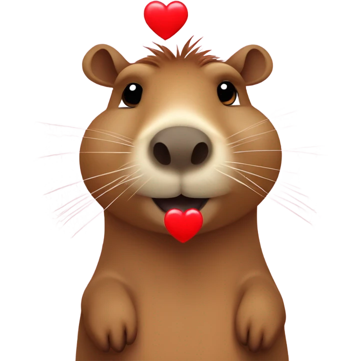 Capybara con corazón en manos con cara enojada emoji