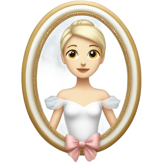 white mirror with bow ballerina emoji