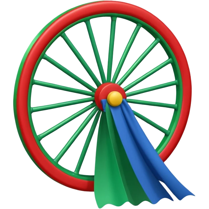 Drapeau bleu et vert avec une roue rouge zvec 24 rayon emoji