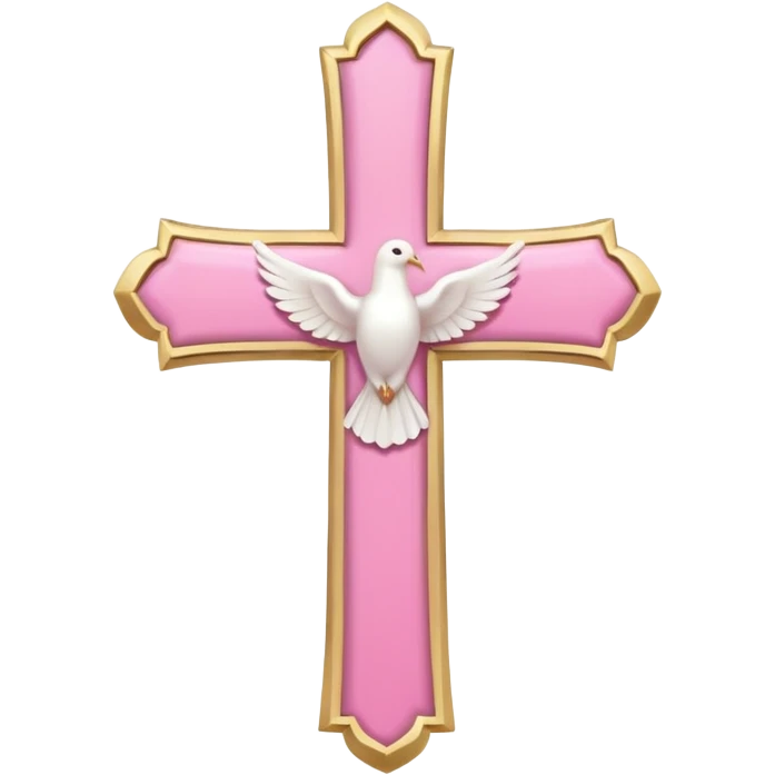 Pink and white simple holy cross with a dove  emoji