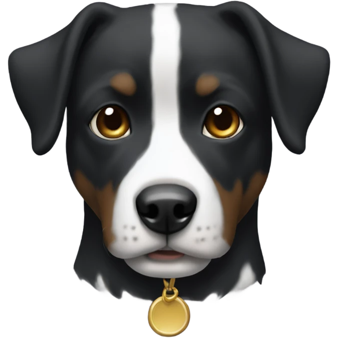 black shitsu mutt with white chest  emoji