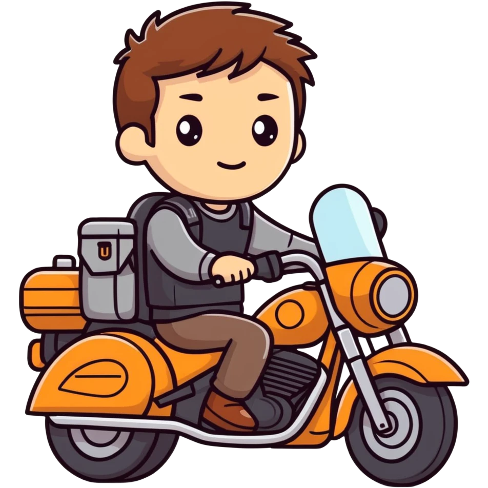 Brown hair guy on a motorcycle emoji