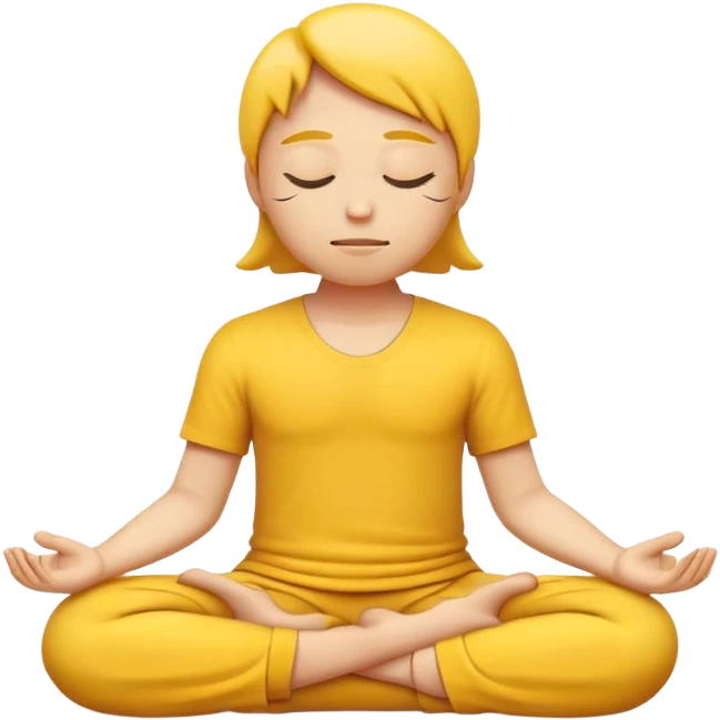 yellow emoji meditating, sitting cross-legged, peaceful expression emoji